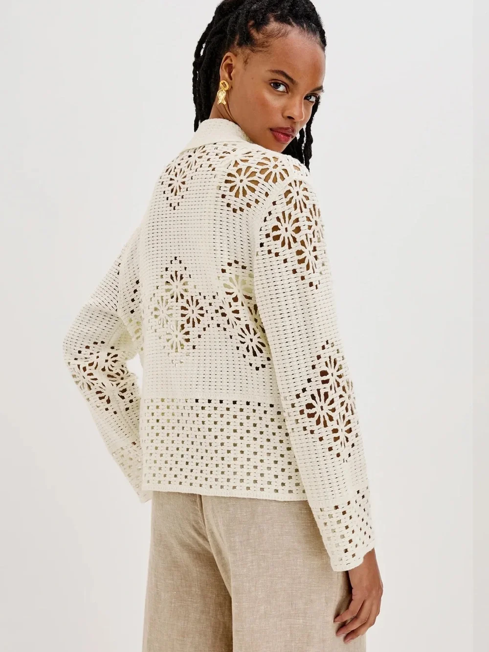 Rails Patmos Sweater Ivory White Cream Crochet Knit Size Small NWT New
